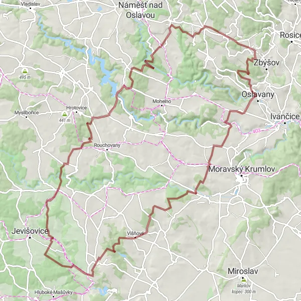 Miniatura mapy "Trasa przez Rudlickou krajinu" - trasy rowerowej w Jihovýchod, Czech Republic. Wygenerowane przez planer tras rowerowych Tarmacs.app
