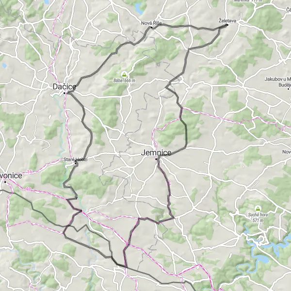 Miniatura mapy "Trasa U Tří Líp" - trasy rowerowej w Jihovýchod, Czech Republic. Wygenerowane przez planer tras rowerowych Tarmacs.app