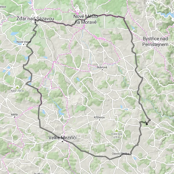 Miniaturní mapa "Road Kolem Slavkovic" inspirace pro cyklisty v oblasti Jihovýchod, Czech Republic. Vytvořeno pomocí plánovače tras Tarmacs.app