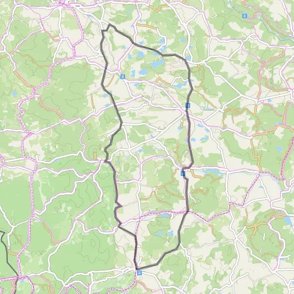 Miniaturní mapa "Okruh kolem Bělé nad Radbuzou" inspirace pro cyklisty v oblasti Jihozápad, Czech Republic. Vytvořeno pomocí plánovače tras Tarmacs.app