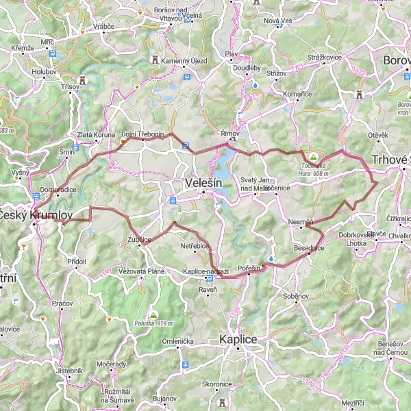 Miniaturní mapa "Rajovské skály a Slabošovka Gravel Route" inspirace pro cyklisty v oblasti Jihozápad, Czech Republic. Vytvořeno pomocí plánovače tras Tarmacs.app