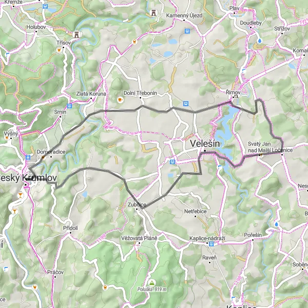 Map miniature of "Explore the Countryside" cycling inspiration in Jihozápad, Czech Republic. Generated by Tarmacs.app cycling route planner