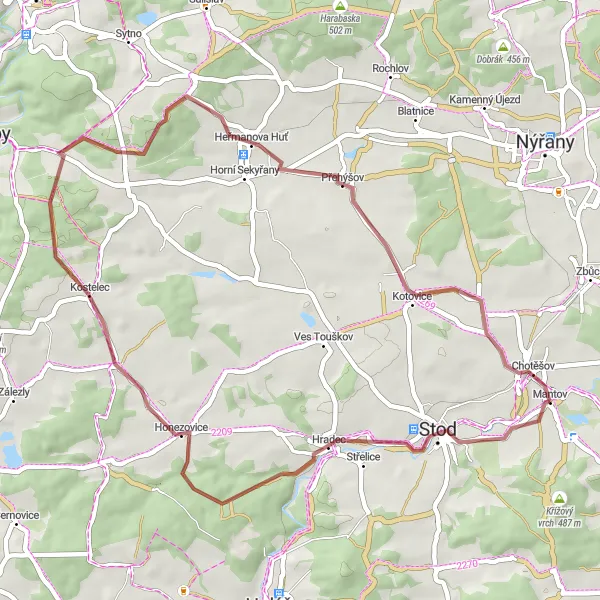 Miniatura mapy "Przez Heřmanova Huť i Tříkopec" - trasy rowerowej w Jihozápad, Czech Republic. Wygenerowane przez planer tras rowerowych Tarmacs.app