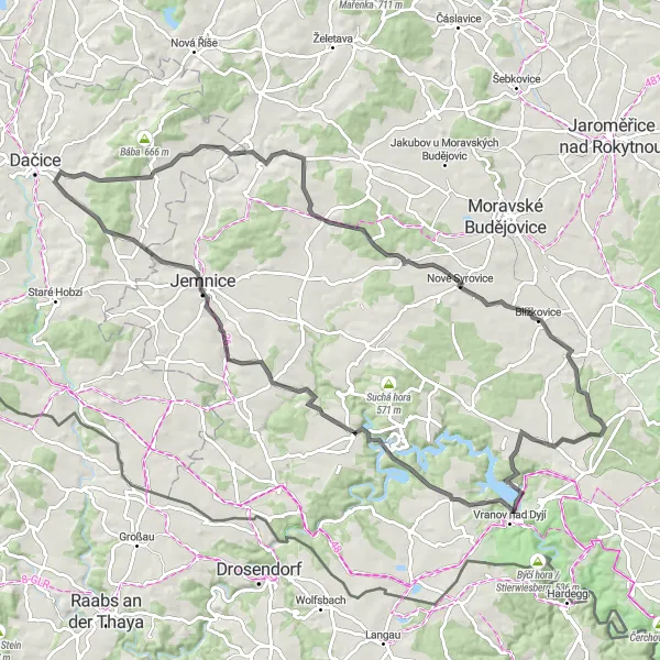 Mapa miniatúra "Výlet kolem Budče" cyklistická inšpirácia v Jihozápad, Czech Republic. Vygenerované cyklistickým plánovačom trás Tarmacs.app