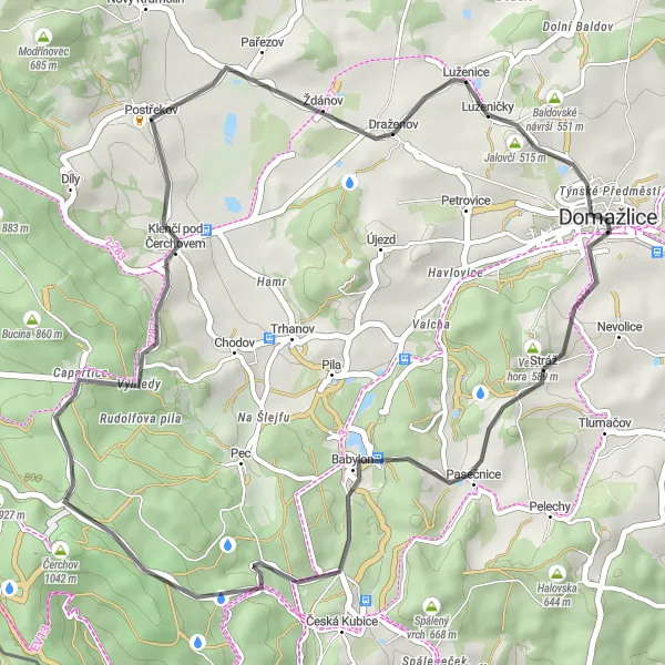 Map miniature of "Nature Road Trip" cycling inspiration in Jihozápad, Czech Republic. Generated by Tarmacs.app cycling route planner