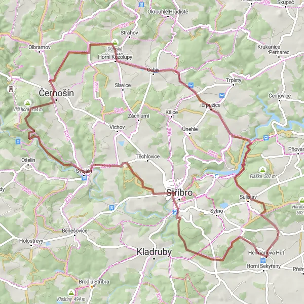 Map miniature of "The Ultimate Gravel Challenge" cycling inspiration in Jihozápad, Czech Republic. Generated by Tarmacs.app cycling route planner