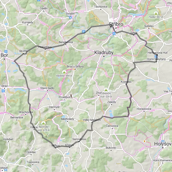 Miniatura mapy "Trasa Roadowa przez Nedražice do Sytno" - trasy rowerowej w Jihozápad, Czech Republic. Wygenerowane przez planer tras rowerowych Tarmacs.app