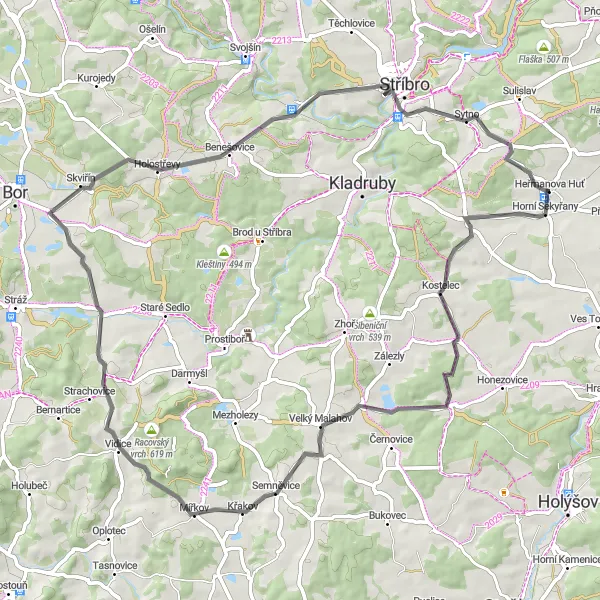 Map miniature of "Ultimate Road Challenge" cycling inspiration in Jihozápad, Czech Republic. Generated by Tarmacs.app cycling route planner