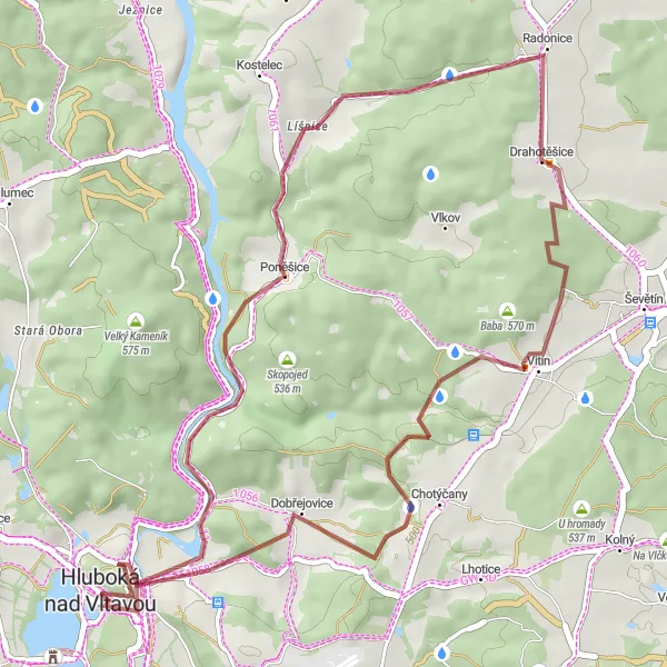 Miniaturní mapa "Hidden Gems of South Bohemia" inspirace pro cyklisty v oblasti Jihozápad, Czech Republic. Vytvořeno pomocí plánovače tras Tarmacs.app