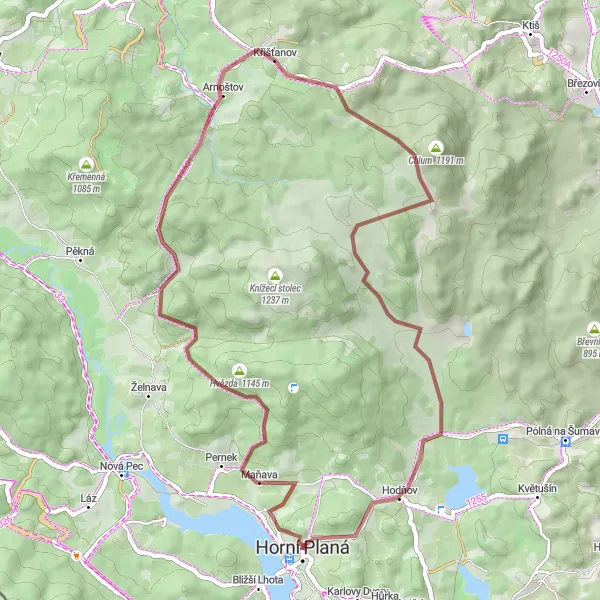 Map miniature of "Gravel Adventure - Černý les Loop" cycling inspiration in Jihozápad, Czech Republic. Generated by Tarmacs.app cycling route planner