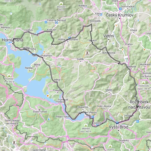 Miniatura mapy "Szlak Uhlířský Vrch" - trasy rowerowej w Jihozápad, Czech Republic. Wygenerowane przez planer tras rowerowych Tarmacs.app