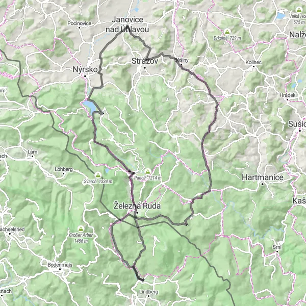 Karten-Miniaturansicht der Radinspiration "Historisches Erbe entdecken" in Jihozápad, Czech Republic. Erstellt vom Tarmacs.app-Routenplaner für Radtouren