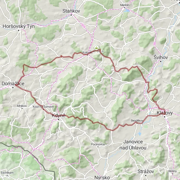 Miniaturní mapa "Klatovy II - Plánický hřeben trasa" inspirace pro cyklisty v oblasti Jihozápad, Czech Republic. Vytvořeno pomocí plánovače tras Tarmacs.app