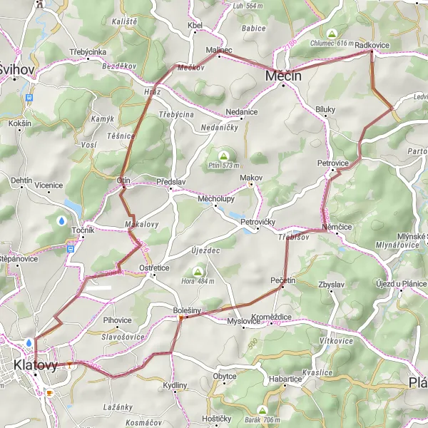 Mapa miniatúra "Horská odysea z Klatov" cyklistická inšpirácia v Jihozápad, Czech Republic. Vygenerované cyklistickým plánovačom trás Tarmacs.app