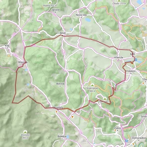 Miniaturní mapa "Gravelová trasa kolem Křemže" inspirace pro cyklisty v oblasti Jihozápad, Czech Republic. Vytvořeno pomocí plánovače tras Tarmacs.app