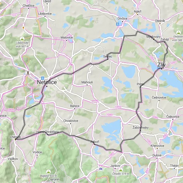 Miniaturní mapa "Výlet do Netolic" inspirace pro cyklisty v oblasti Jihozápad, Czech Republic. Vytvořeno pomocí plánovače tras Tarmacs.app