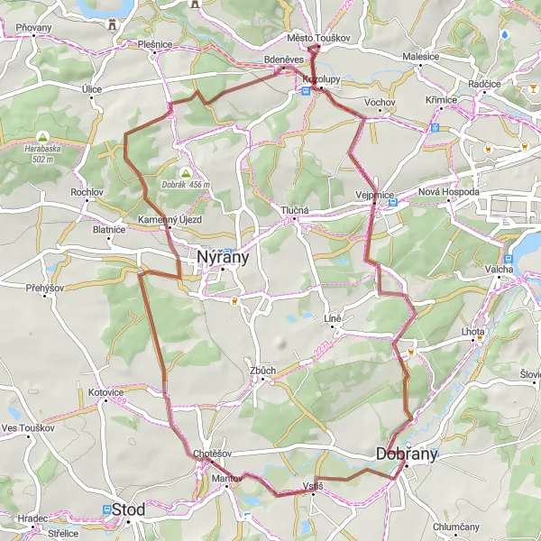 Map miniature of "Gravel Adventure" cycling inspiration in Jihozápad, Czech Republic. Generated by Tarmacs.app cycling route planner