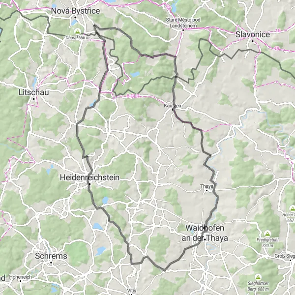 Miniaturní mapa "Cyklotrasa Křížovým vrchem a Katzensteinem" inspirace pro cyklisty v oblasti Jihozápad, Czech Republic. Vytvořeno pomocí plánovače tras Tarmacs.app