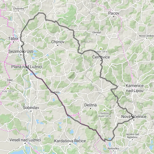 Map miniature of "Nová Včelnice Epic Road Cycling" cycling inspiration in Jihozápad, Czech Republic. Generated by Tarmacs.app cycling route planner