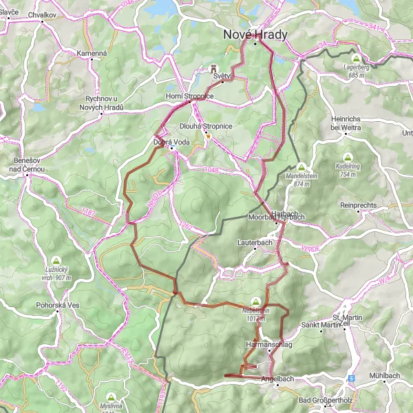 Miniatura mapy "Szlak gravelowy Skalka - Nové Hrady Castle" - trasy rowerowej w Jihozápad, Czech Republic. Wygenerowane przez planer tras rowerowych Tarmacs.app