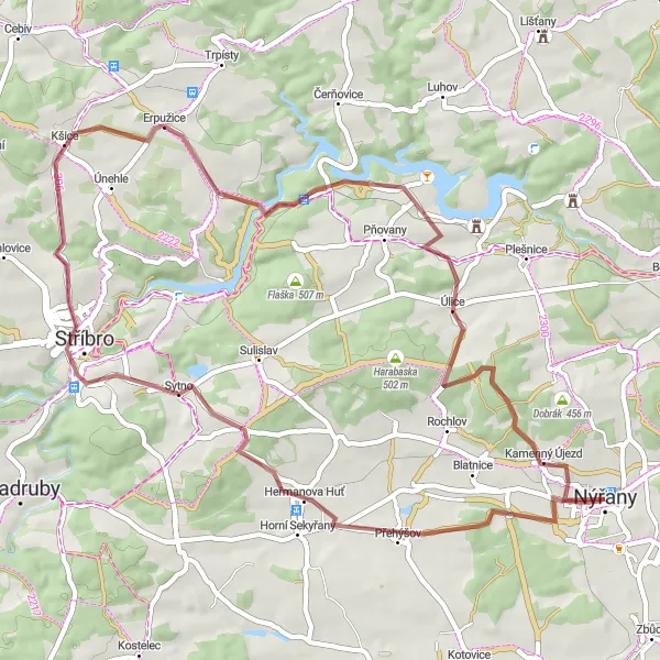 Map miniature of "Huť's Rustic Charm" cycling inspiration in Jihozápad, Czech Republic. Generated by Tarmacs.app cycling route planner