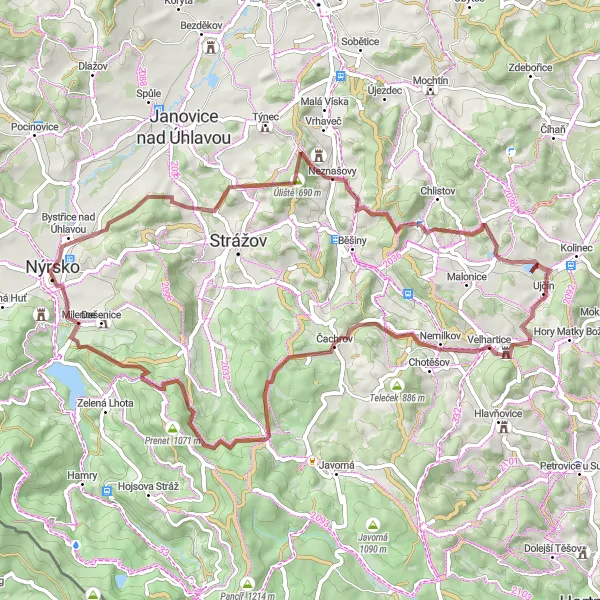 Karten-Miniaturansicht der Radinspiration "Entdecke die Schönheit von Jihozápad auf dem Gravelbike" in Jihozápad, Czech Republic. Erstellt vom Tarmacs.app-Routenplaner für Radtouren