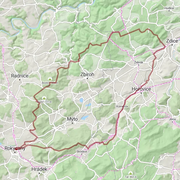 Map miniature of "Gravel Ride to Svojkovice" cycling inspiration in Jihozápad, Czech Republic. Generated by Tarmacs.app cycling route planner