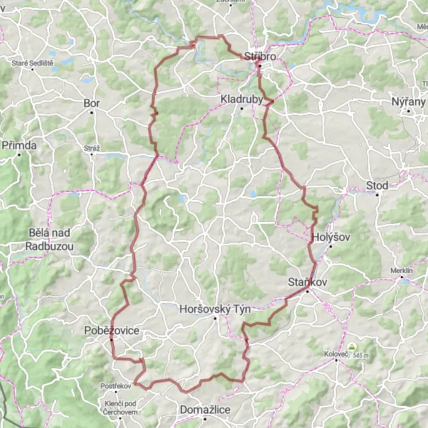 Map miniature of "Gravel Adventure through scenic landscapes" cycling inspiration in Jihozápad, Czech Republic. Generated by Tarmacs.app cycling route planner