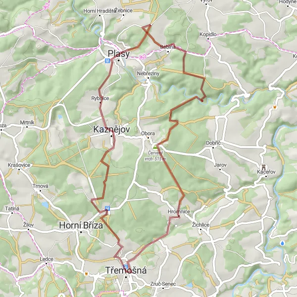 Miniaturní mapa "Gravelová trasa přes Velkou Lužinu a Babinu" inspirace pro cyklisty v oblasti Jihozápad, Czech Republic. Vytvořeno pomocí plánovače tras Tarmacs.app