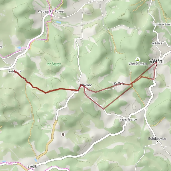 Map miniature of "Větřní and Šebanov" cycling inspiration in Jihozápad, Czech Republic. Generated by Tarmacs.app cycling route planner