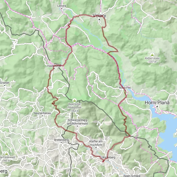 Karten-Miniaturansicht der Radinspiration "Abenteuerliches Gravel-Erlebnis" in Jihozápad, Czech Republic. Erstellt vom Tarmacs.app-Routenplaner für Radtouren