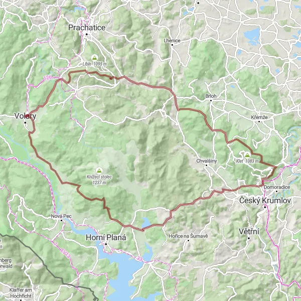 Miniatura mapy "Ekstremalna trasa dla hardcorowych rowerzystów" - trasy rowerowej w Jihozápad, Czech Republic. Wygenerowane przez planer tras rowerowych Tarmacs.app