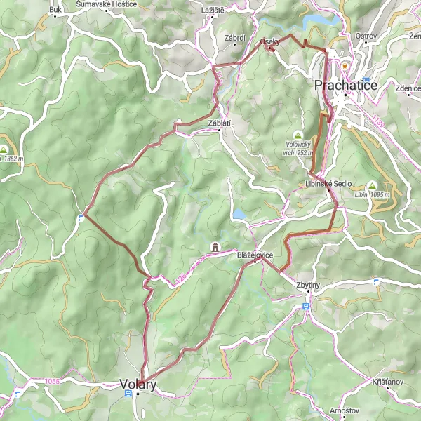 Miniatura mapy "Relaksująca wyprawa rowerowa ścieżkami rekreacyjnymi" - trasy rowerowej w Jihozápad, Czech Republic. Wygenerowane przez planer tras rowerowych Tarmacs.app