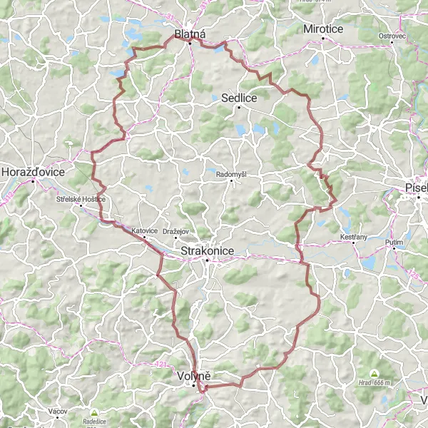 Miniaturní mapa "Po hrází a lesy od Libětic po Nišovice" inspirace pro cyklisty v oblasti Jihozápad, Czech Republic. Vytvořeno pomocí plánovače tras Tarmacs.app