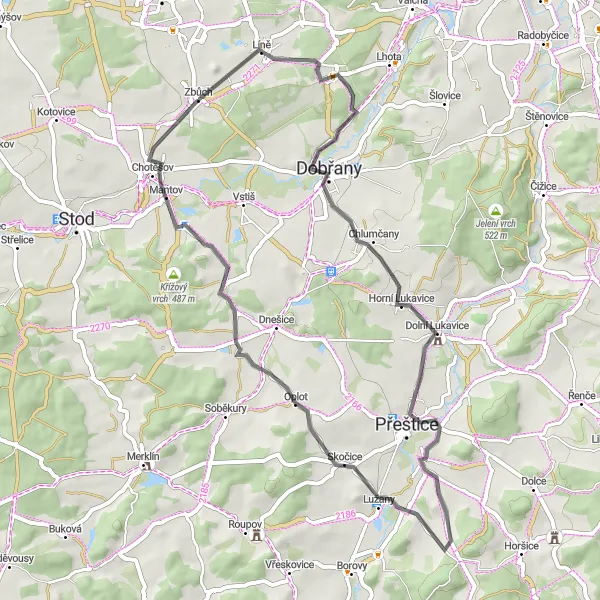 Karten-Miniaturansicht der Radinspiration "Radtour durch die Natur" in Jihozápad, Czech Republic. Erstellt vom Tarmacs.app-Routenplaner für Radtouren