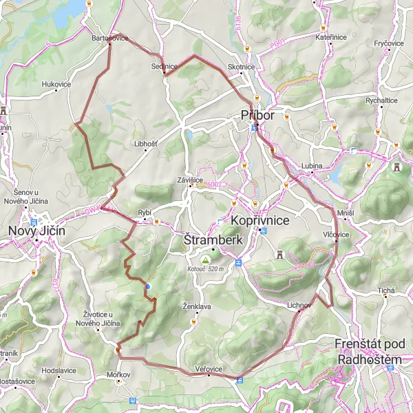 Miniaturní mapa "Trasa Bartošovice - Hlásnice" inspirace pro cyklisty v oblasti Moravskoslezsko, Czech Republic. Vytvořeno pomocí plánovače tras Tarmacs.app