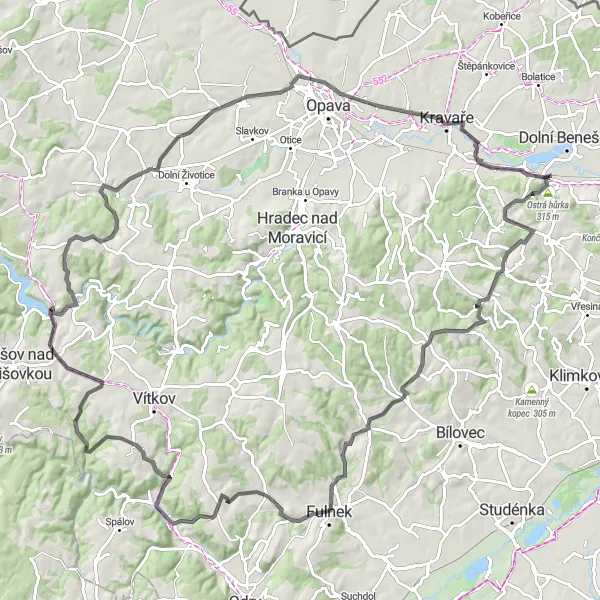 Miniatura mapy "Wycieczka rowerowa przez okolice Háj ve Slezsku" - trasy rowerowej w Moravskoslezsko, Czech Republic. Wygenerowane przez planer tras rowerowych Tarmacs.app