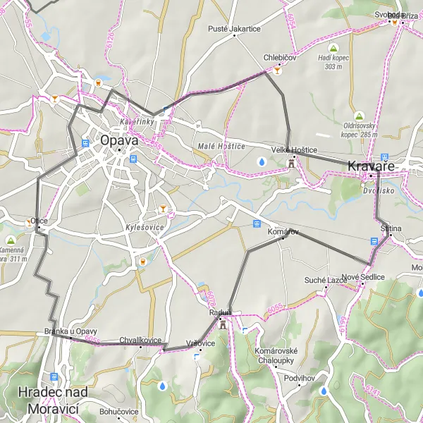 Mapa miniatúra "Cyklovýlet do prírody" cyklistická inšpirácia v Moravskoslezsko, Czech Republic. Vygenerované cyklistickým plánovačom trás Tarmacs.app