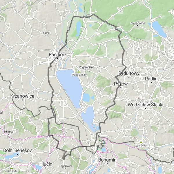 Karten-Miniaturansicht der Radinspiration "Naturschönheiten im Dreiländereck" in Moravskoslezsko, Czech Republic. Erstellt vom Tarmacs.app-Routenplaner für Radtouren