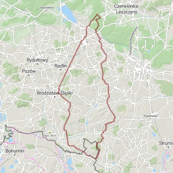Map miniature of "Off-Road Expedition to Dolní Marklovice" cycling inspiration in Moravskoslezsko, Czech Republic. Generated by Tarmacs.app cycling route planner