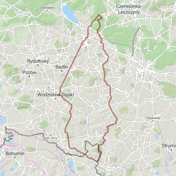 Miniaturní mapa "Okruh kolem Petrovic u Karviné a Dolní Marklovice" inspirace pro cyklisty v oblasti Moravskoslezsko, Czech Republic. Vytvořeno pomocí plánovače tras Tarmacs.app