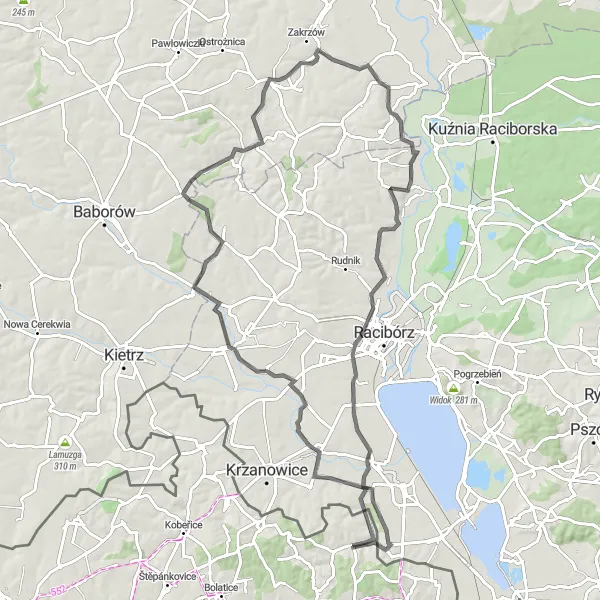 Miniatura mapy "Trasa szosowa do Bojanowa" - trasy rowerowej w Moravskoslezsko, Czech Republic. Wygenerowane przez planer tras rowerowych Tarmacs.app