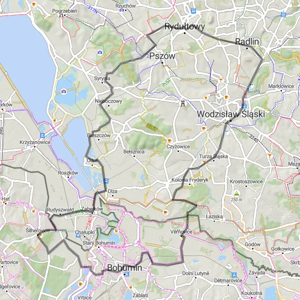 Map miniature of "Scenic Road Tour through Silesia and Beyond" cycling inspiration in Moravskoslezsko, Czech Republic. Generated by Tarmacs.app cycling route planner