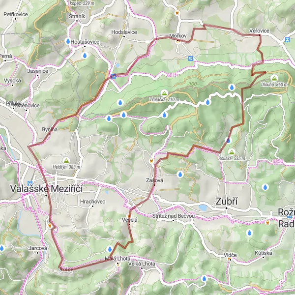 Map miniature of "Veřovice - Krátká Cycling Route" cycling inspiration in Moravskoslezsko, Czech Republic. Generated by Tarmacs.app cycling route planner