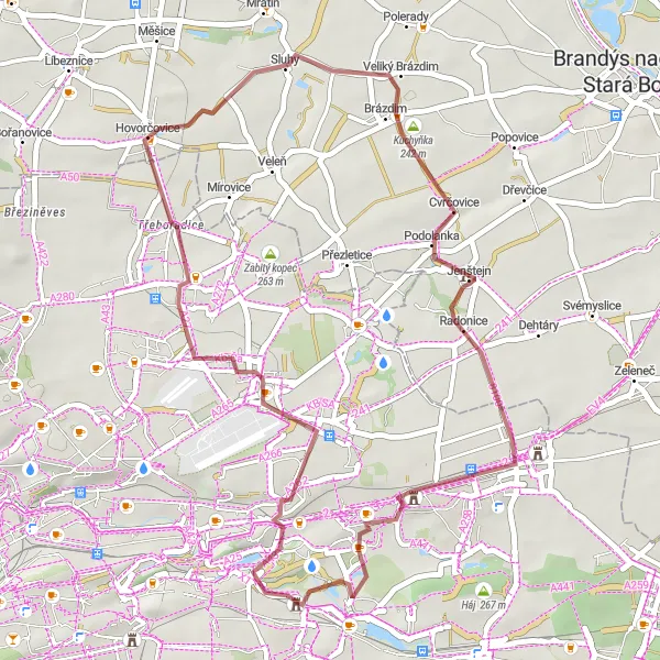 Map miniature of "Horka and Jenštejn Castle" cycling inspiration in Praha, Czech Republic. Generated by Tarmacs.app cycling route planner