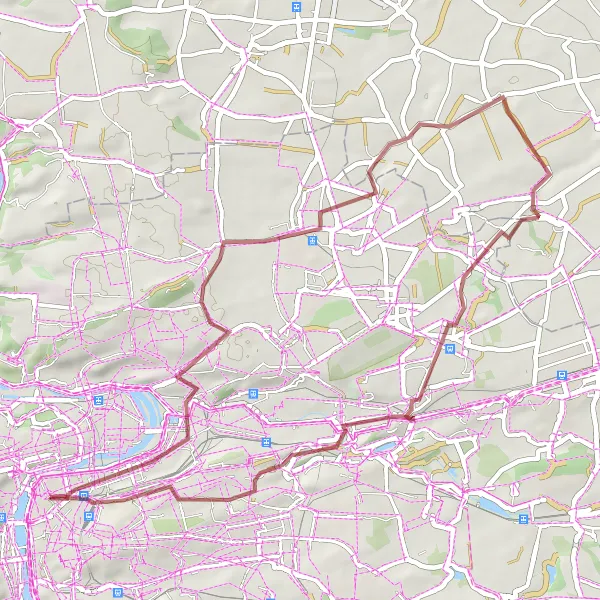 Karten-Miniaturansicht der Radinspiration "Gravel-Tour durch Prag" in Praha, Czech Republic. Erstellt vom Tarmacs.app-Routenplaner für Radtouren