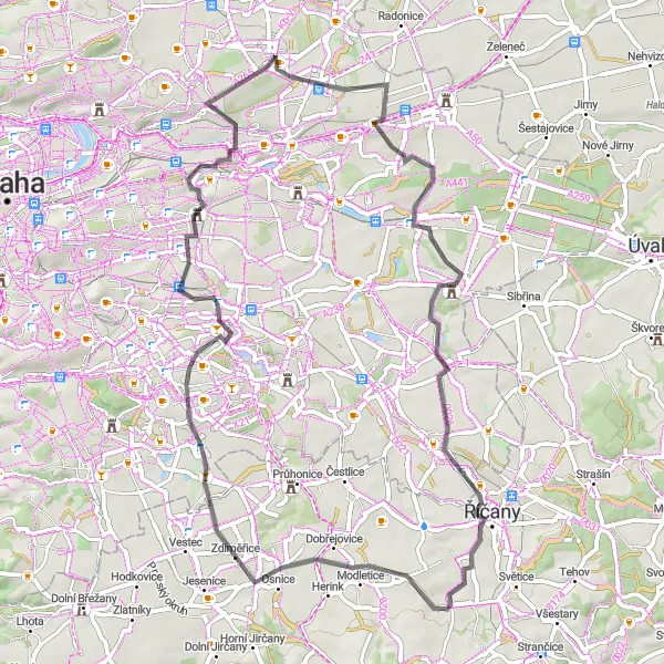 Miniaturní mapa "Okružní cyklostezka Satalice - Kbely" inspirace pro cyklisty v oblasti Praha, Czech Republic. Vytvořeno pomocí plánovače tras Tarmacs.app