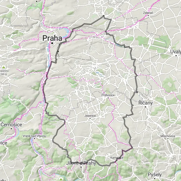 Karten-Miniaturansicht der Radinspiration "Historische Fahrradtour durch die Landschaft" in Praha, Czech Republic. Erstellt vom Tarmacs.app-Routenplaner für Radtouren