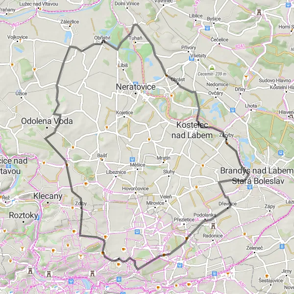 Miniatura mapy "Szlakiem Kbely" - trasy rowerowej w Praha, Czech Republic. Wygenerowane przez planer tras rowerowych Tarmacs.app