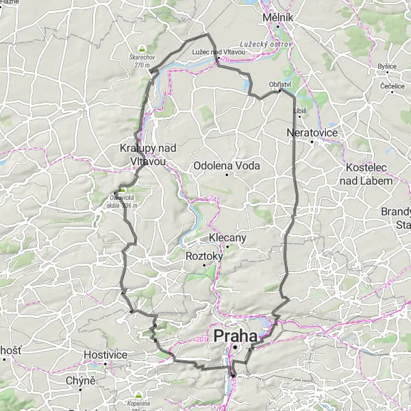 Miniatura mapy "Poznaj historię i naturę wzdłuż trasy" - trasy rowerowej w Praha, Czech Republic. Wygenerowane przez planer tras rowerowych Tarmacs.app